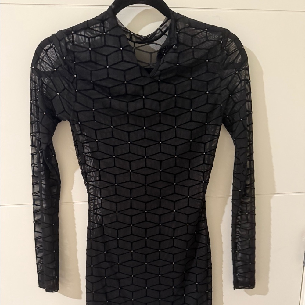Black long sleeve see through dress